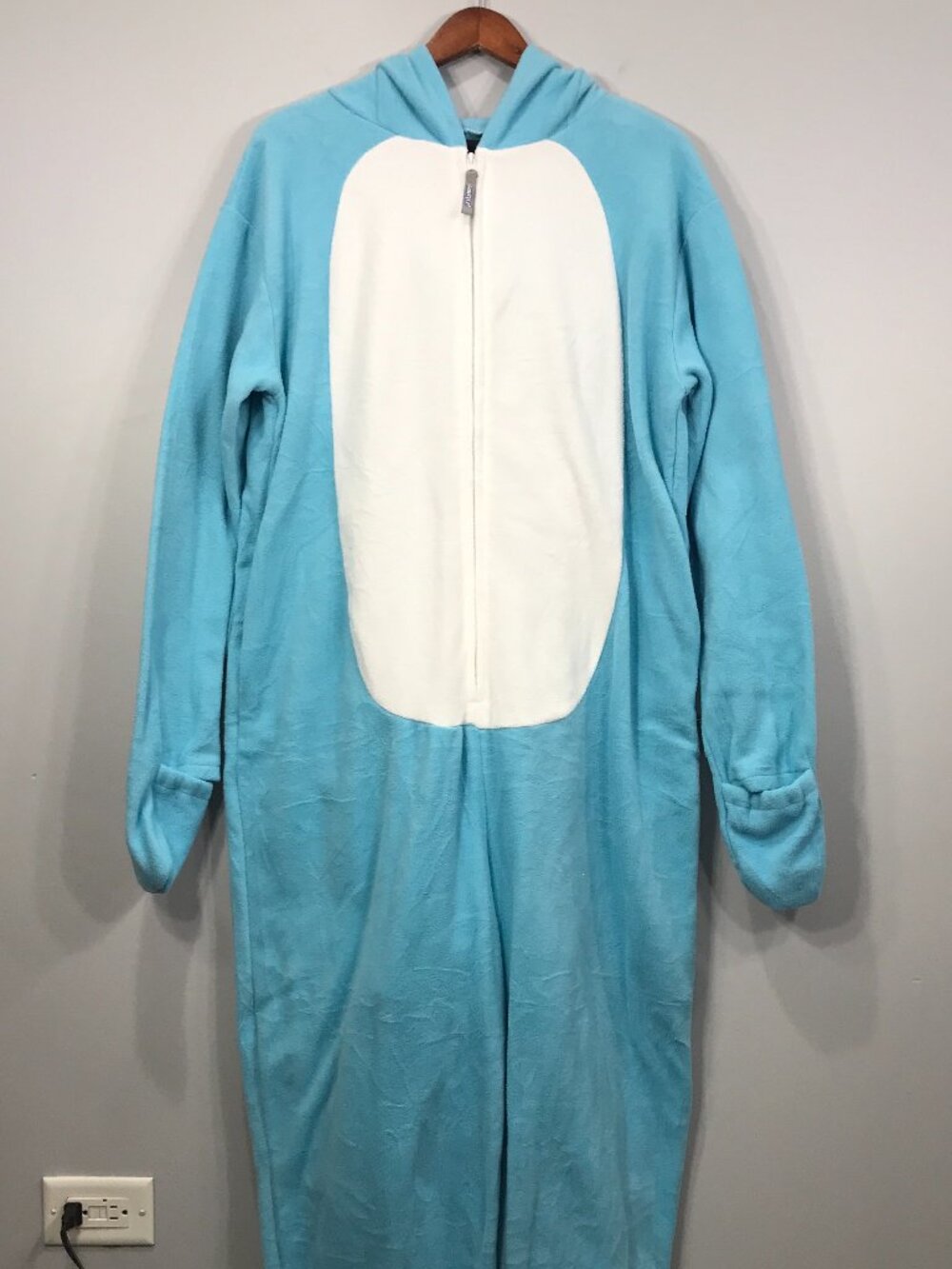 Funziez Narwhal Costume Adult's Large Blue Fleece Halloween Pajamas Silver Lilly